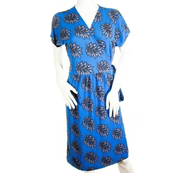 Ann Taylor Blue Floral Wrap Dress Size 8 - Picture 1 of 3